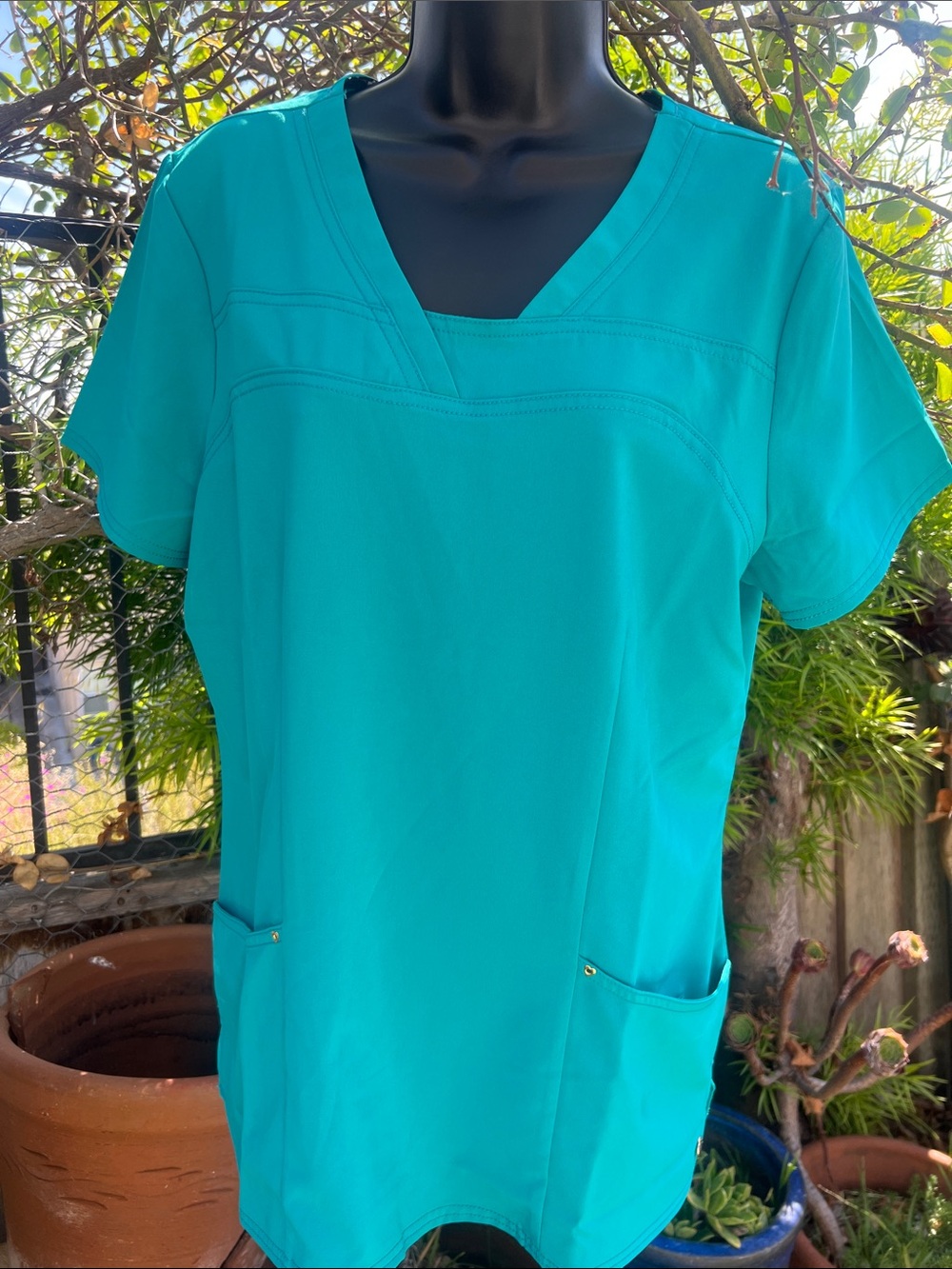 Teal V-Neck Women's Medical Scrub Top